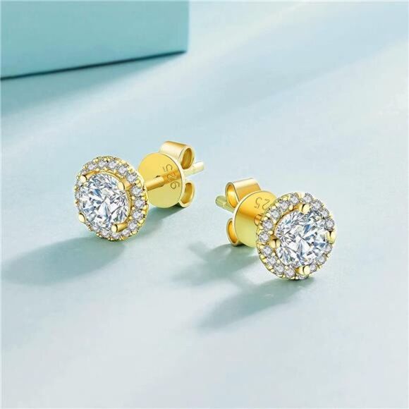 Certified Moissanite Stud Earrings 0.5ct-2count Simulated Diamond Earrings Gift